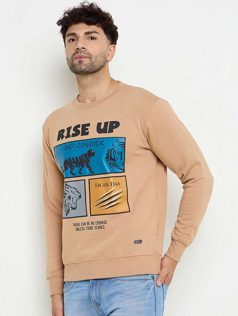 men long sleeves front print sweatshirt - 21686406 -  Standard Image - 1