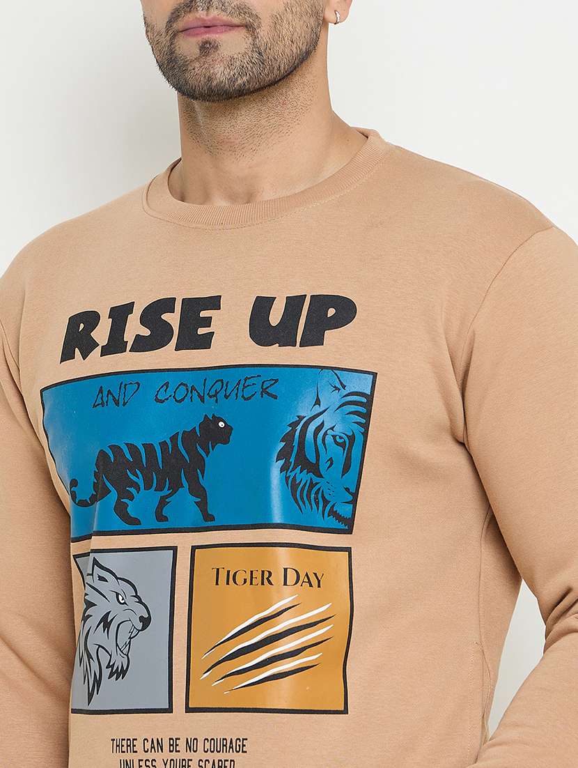 men long sleeves front print sweatshirt - 21686406 -  Standard Image - 4