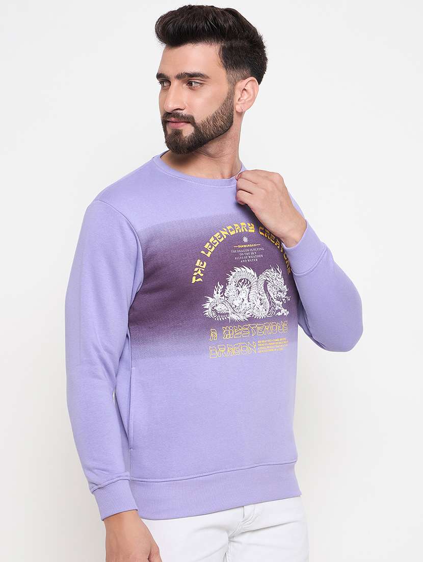 men long sleeves front print sweatshirt - 21686407 -  Standard Image - 1