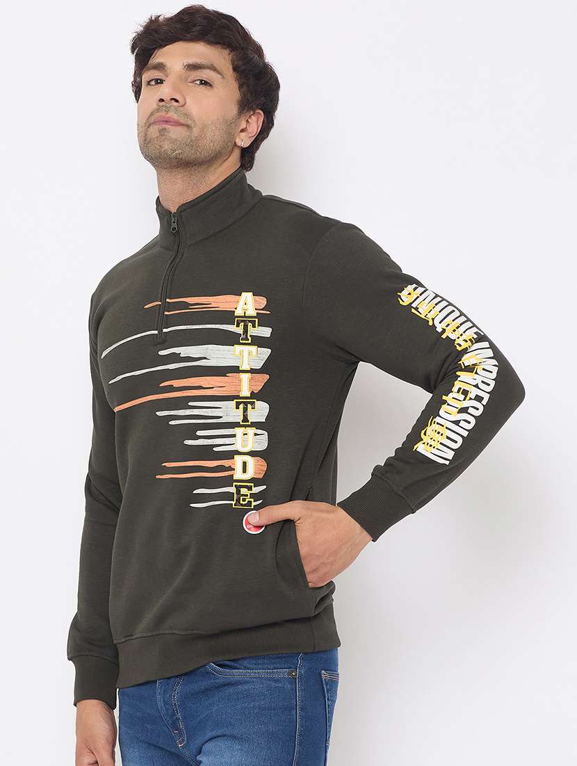 men long sleeves front print sweatshirt - 21686415 -  Standard Image - 1
