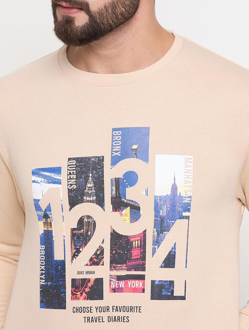 men long sleeves front print sweatshirt - 21686439 - Standard Image - 4