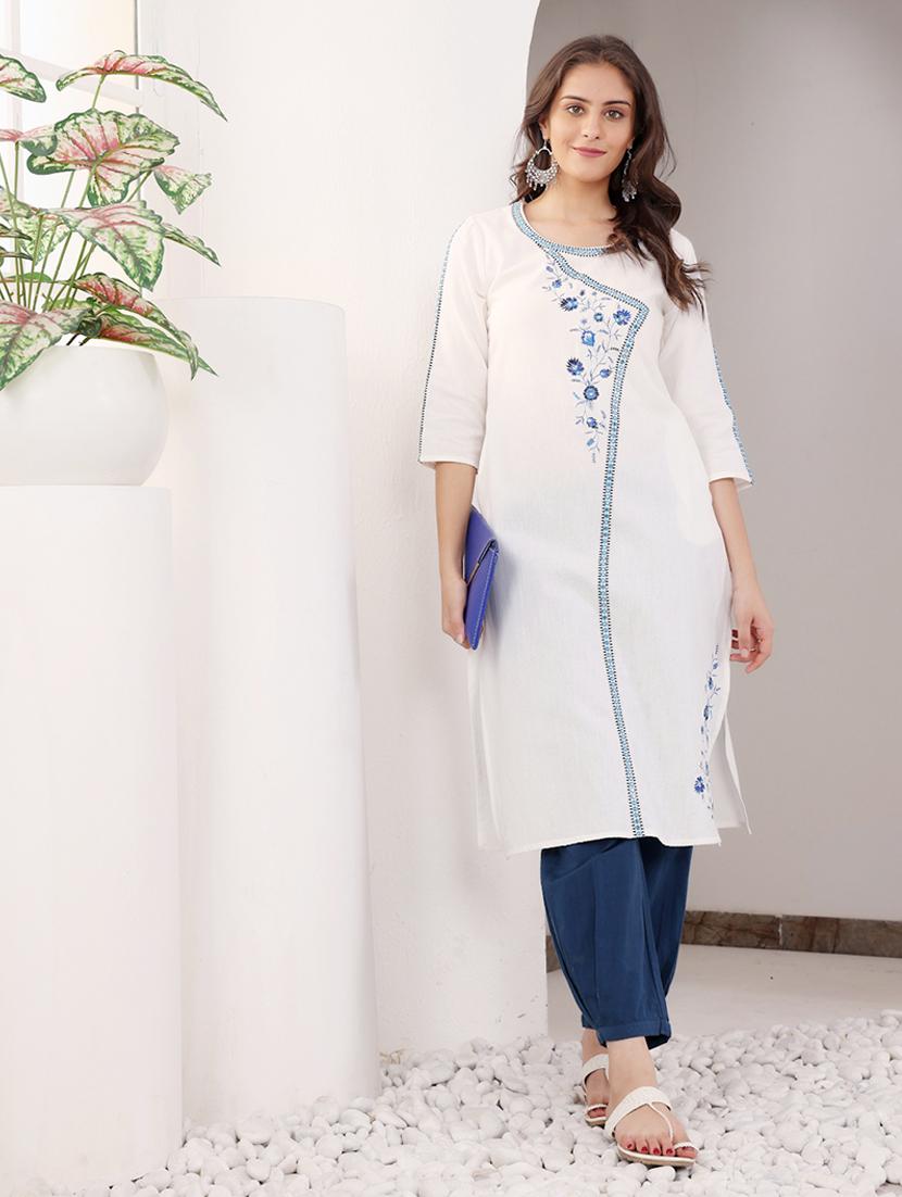 women three quarter sleeve straight kurta - 21686449 - Standard Image - 4
