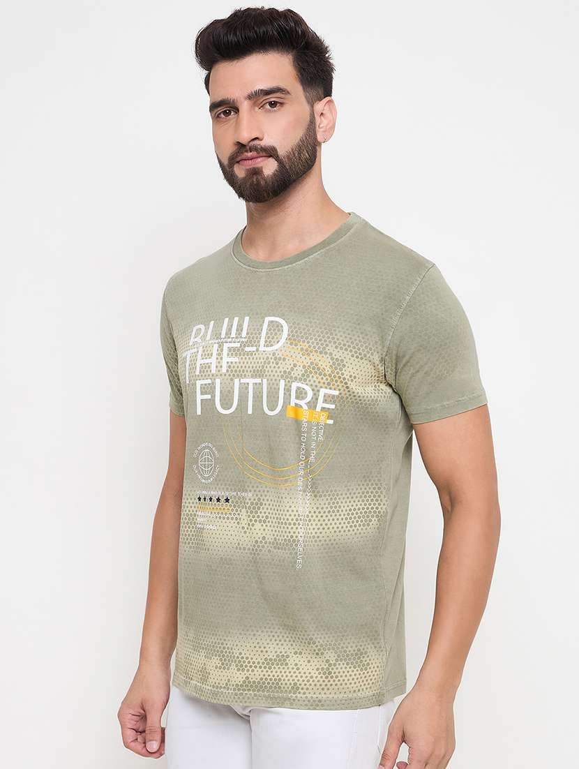 men round neck front print t-shirt - 21686480 -  Standard Image - 1