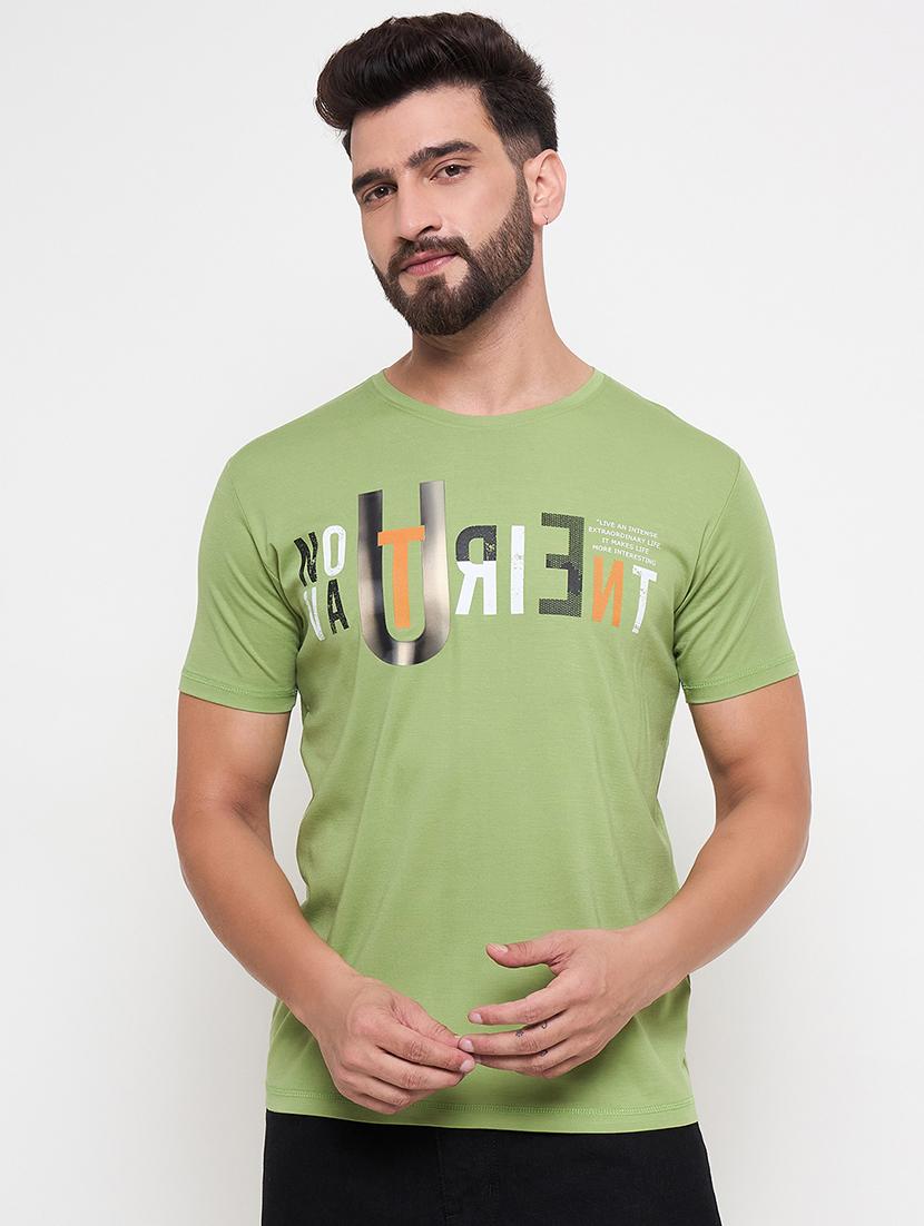 men round chest front print t-shirt - 21686484 -  Zoom Image - 0