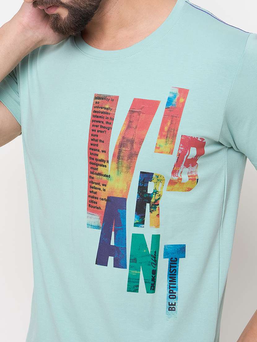 men round neck placement print t-shirt - 21686485 -  Standard Image - 4