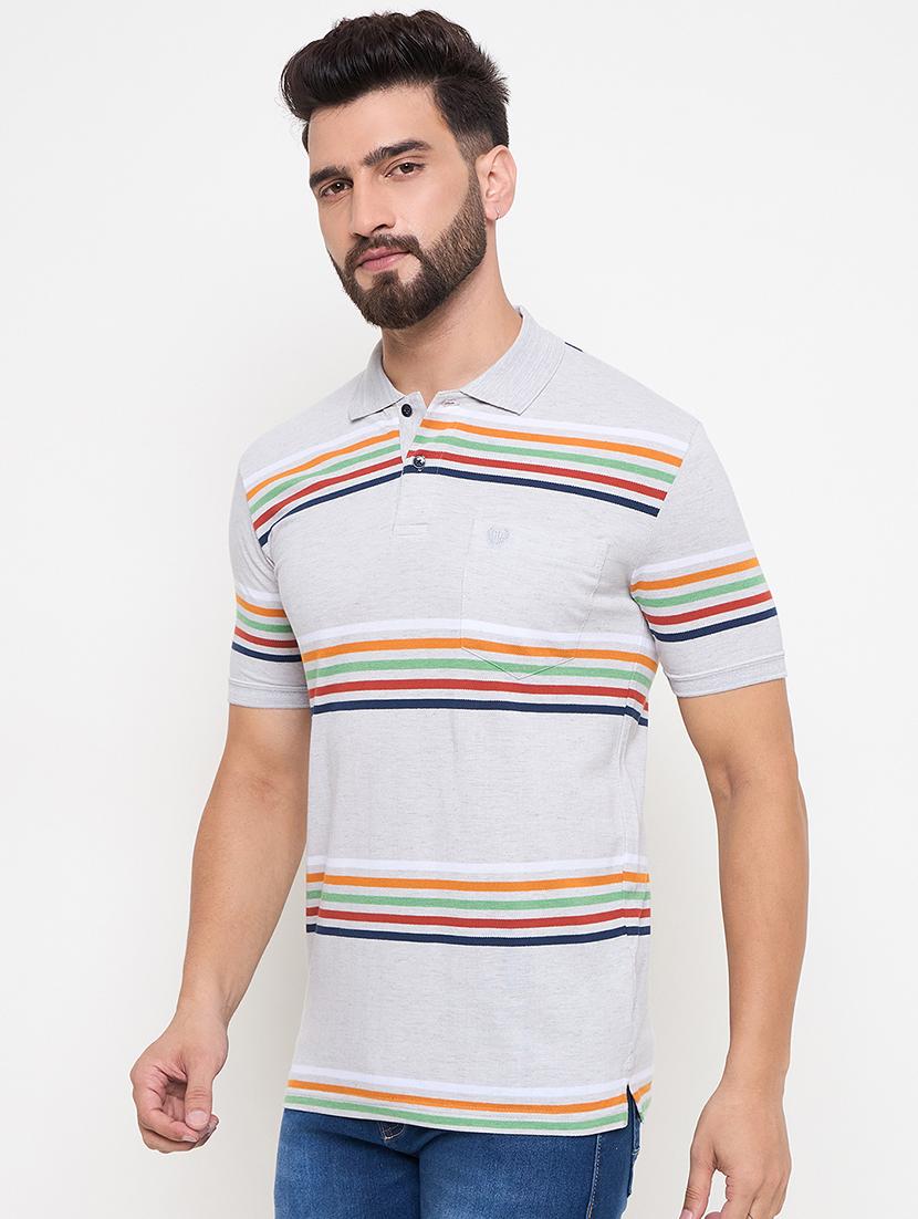 men short sleeves striped polo t-shirt - 21686488 - Standard Image - 1