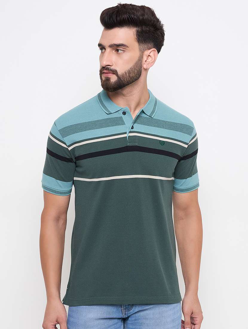 men short sleeves color block polo t-shirt