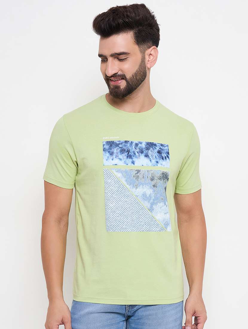 men round neck front print t-shirt