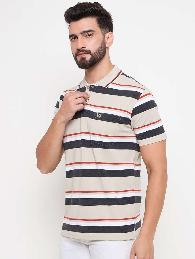 men short sleeves striped polo t-shirt - 21686504 -  Standard Image - 1