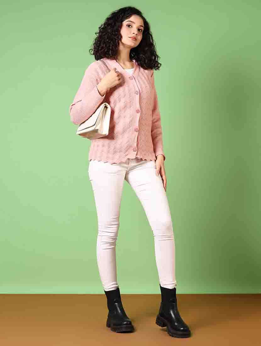 women long sleeves self design cardigan - 21686547 -  Standard Image - 4