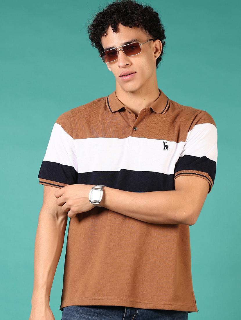 men color blocked short sleeves polo t-shirt - 21686574 - Standard Image - 1