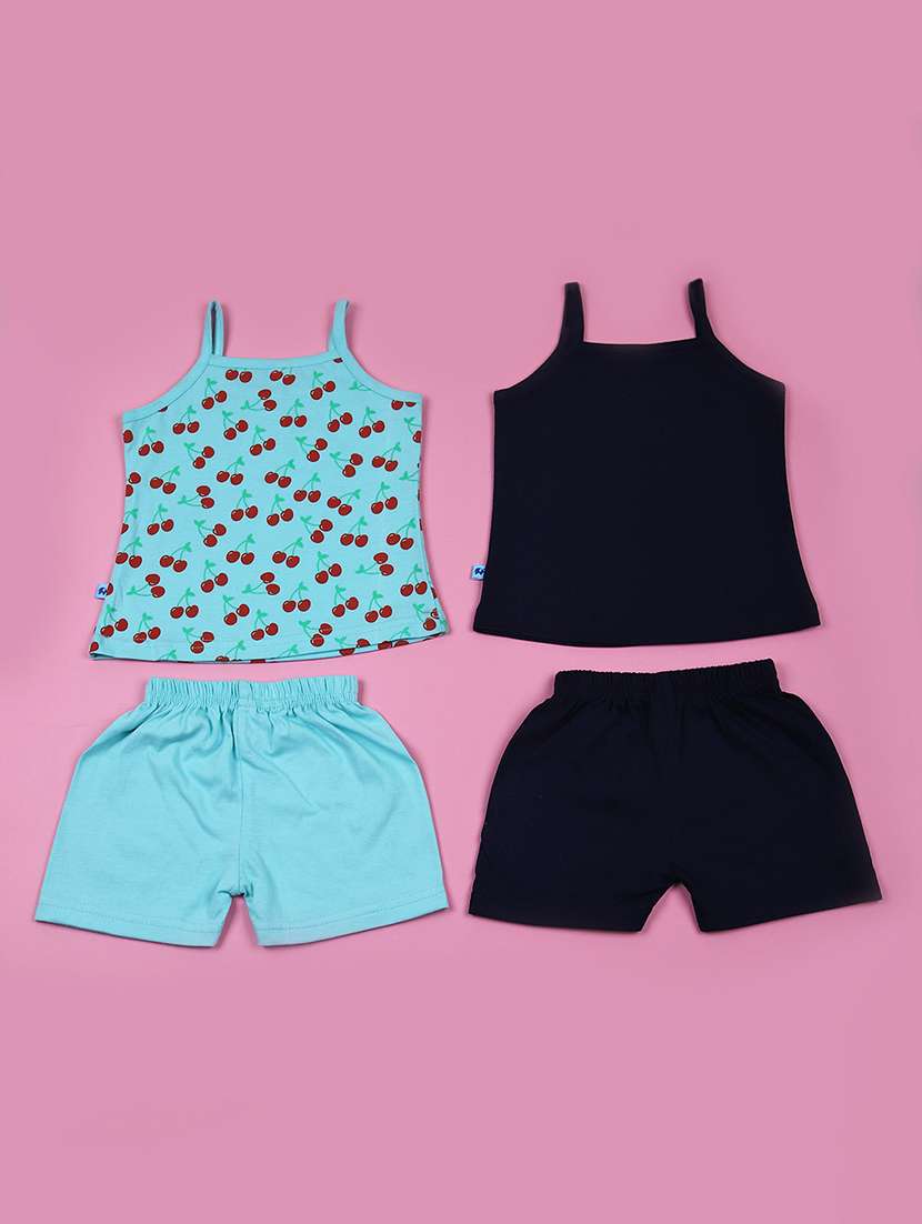 girls pack of 2 printed shorts sets - 21686582 -  Standard Image - 1