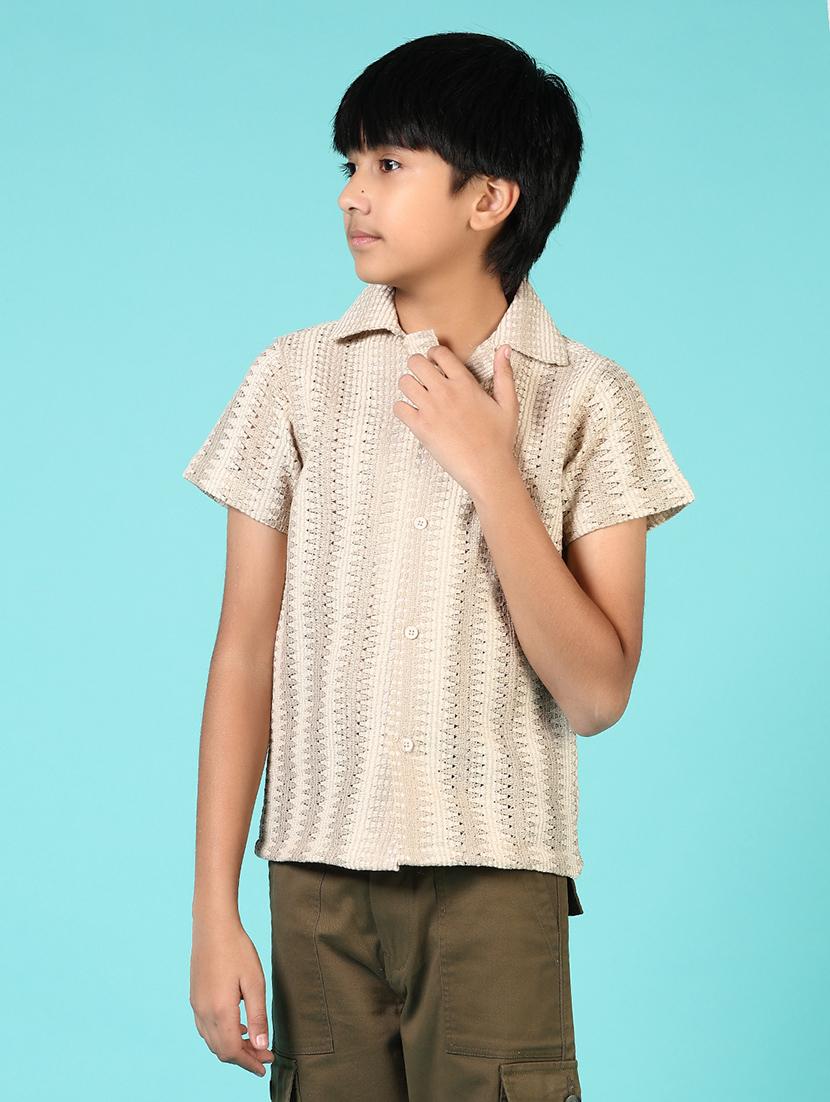 boys self designed cuban collared shirt - 21686601 -  Zoom Image - 0