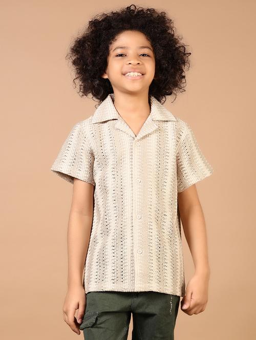 boys self designed cuban collared shirt - 21686603 - Standard Image - 0