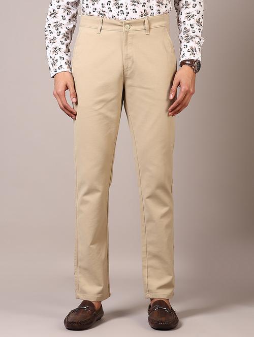 men solid mid rise chinos trouser - 21686693 - Standard Image - 0