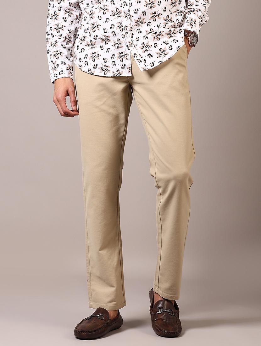 men solid mid rise chinos trouser - 21686693 - Standard Image - 1