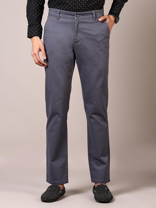 men solid mid rise chinos trouser - 21686694 - Standard Image - 0