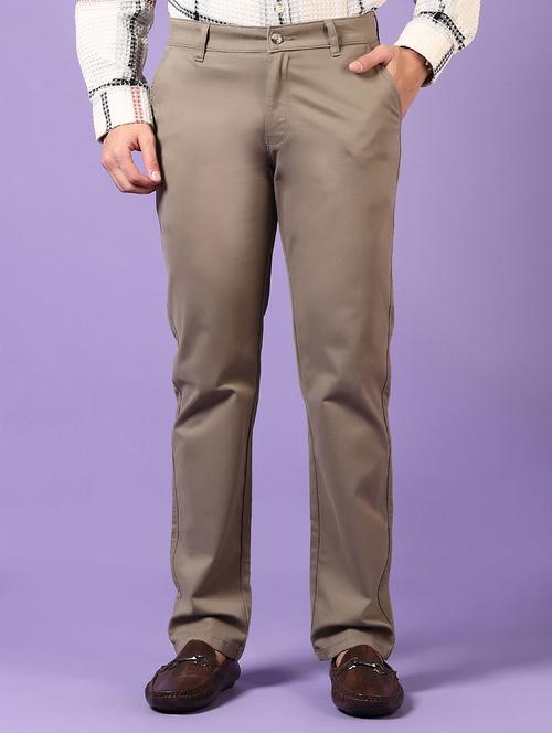 men solid mid rise chinos trouser - 21686695 -  Standard Image - 0