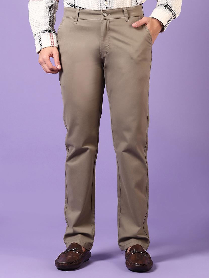 men solid mid rise chinos trouser