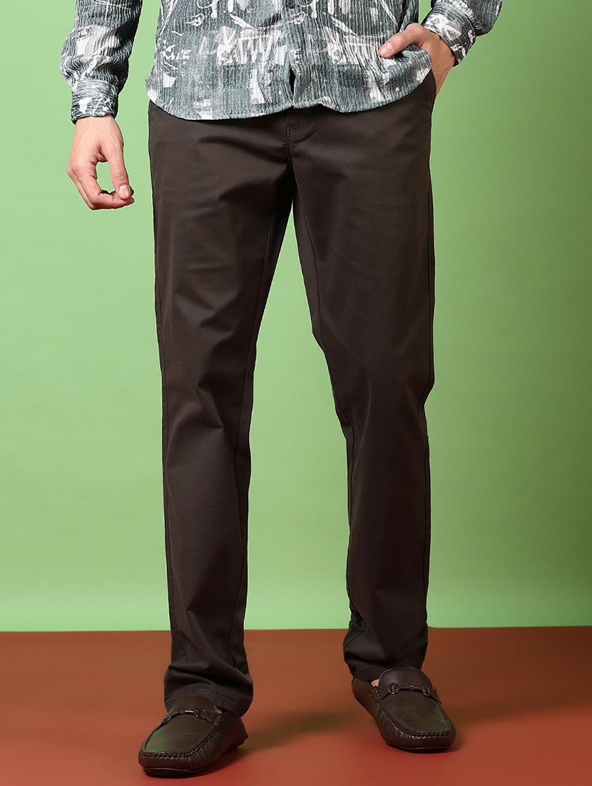 men solid mid rise chinos trouser - 21686697 - Standard Image - 1