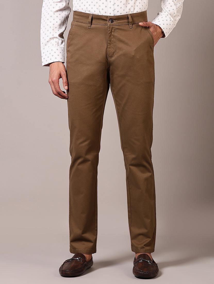 men solid mid rise chinos trouser