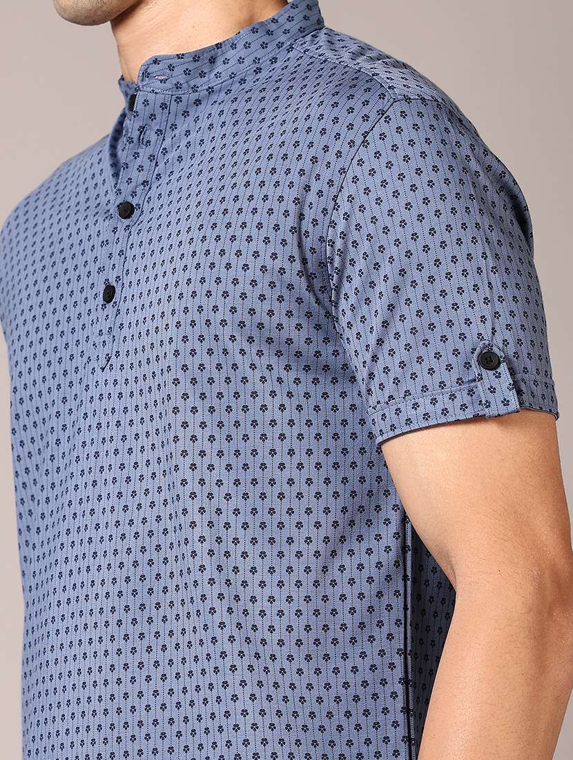 men printed mandarin neck long sleeves t-shirt - 21686704 - Standard Image - 4