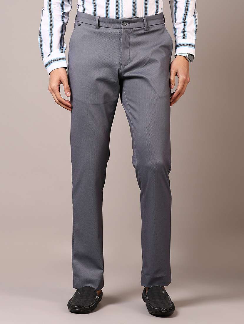 men solid mid rise casual chinos