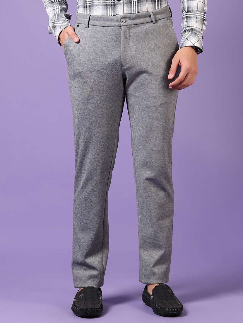 men solid mid rise casual chinos