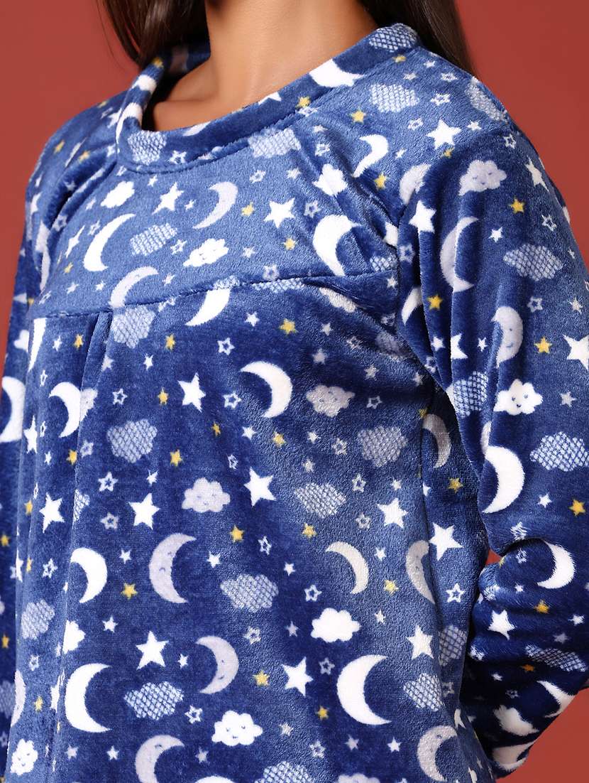 women blue printed nightwear dress - 21686757 -  Standard Image - 4