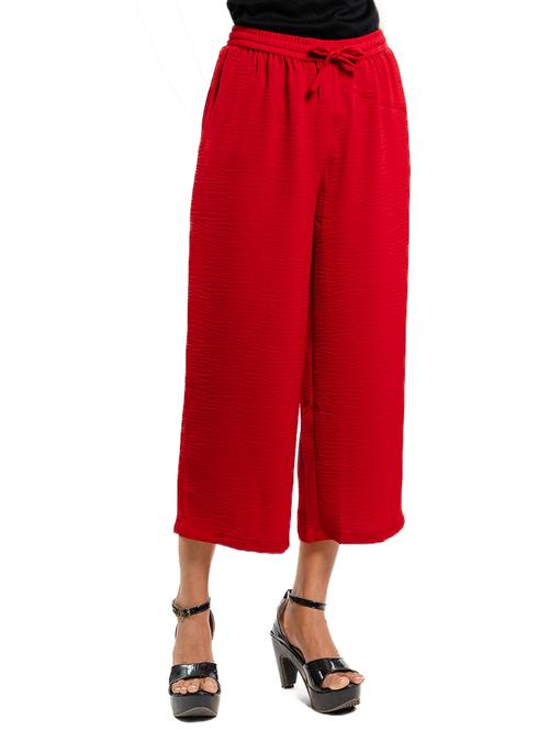 women solid mid rise calf length palazzo - 21686826 -  Standard Image - 0