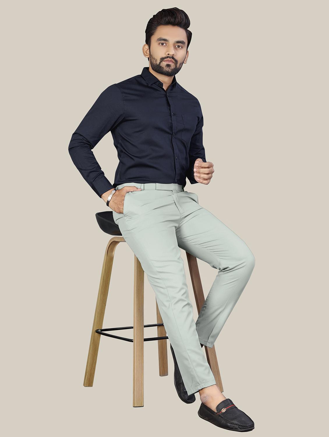 men solid flat front formal trouser - 21686841 - Standard Image - 4