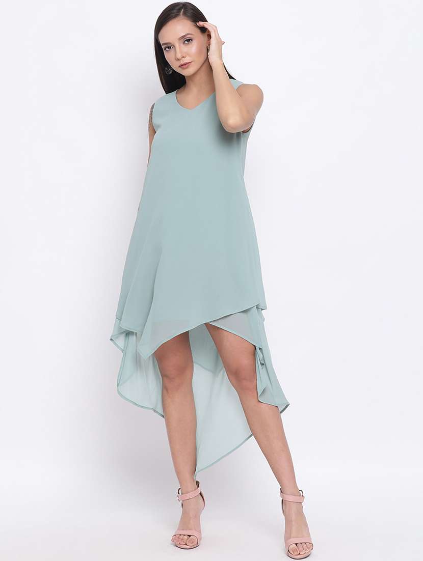 women solid sleeveless high low dress - 21687004 -  Zoom Image - 0
