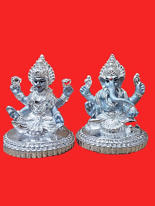 red & green pure silver plated 10 dhan laxmi murti for goodness - 21687055 - Standard Image - 0