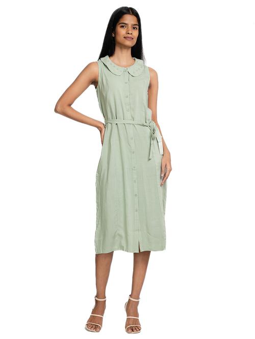 women solid peter pan collar sleeveless shirt dress - 21687099 -  Standard Image - 0