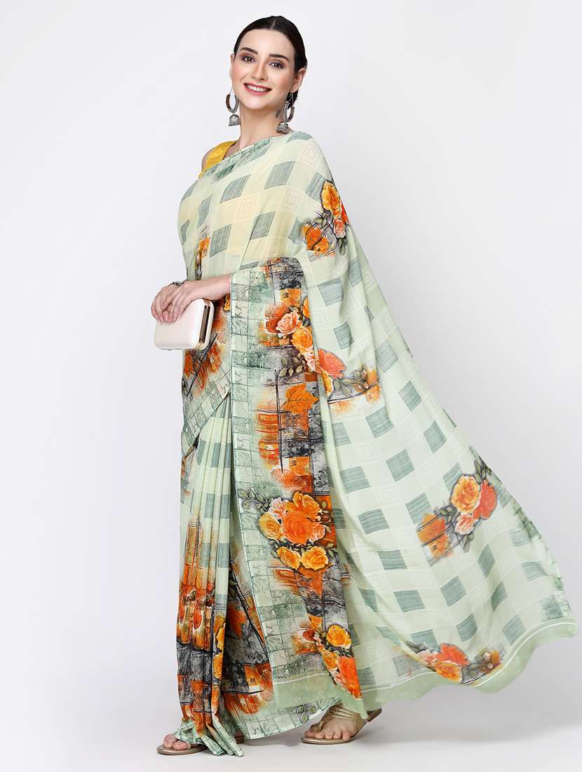 women printed casual wear saree with blouse - 21687149 - Standard Image - 1
