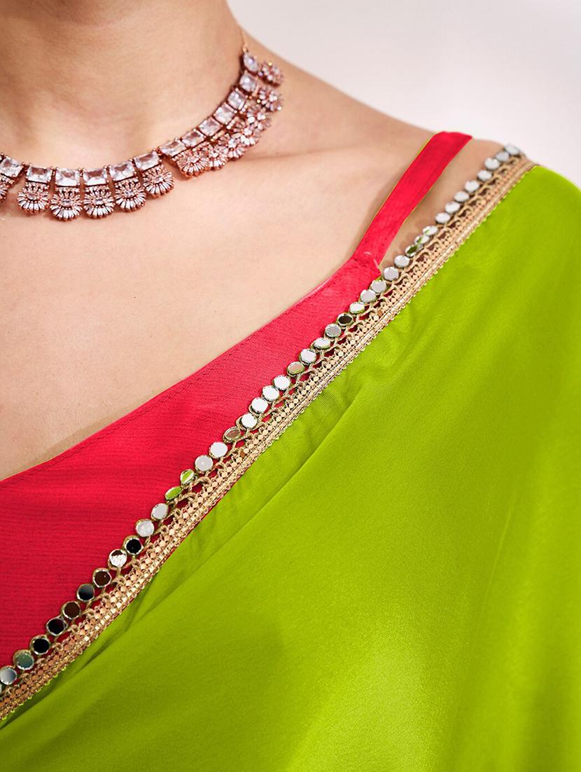 women green bordered saree with blouse - 21687298 - Standard Image - 4