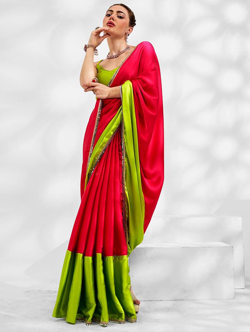 women red bordered saree with blouse - 21687299 - Standard Image - 1
