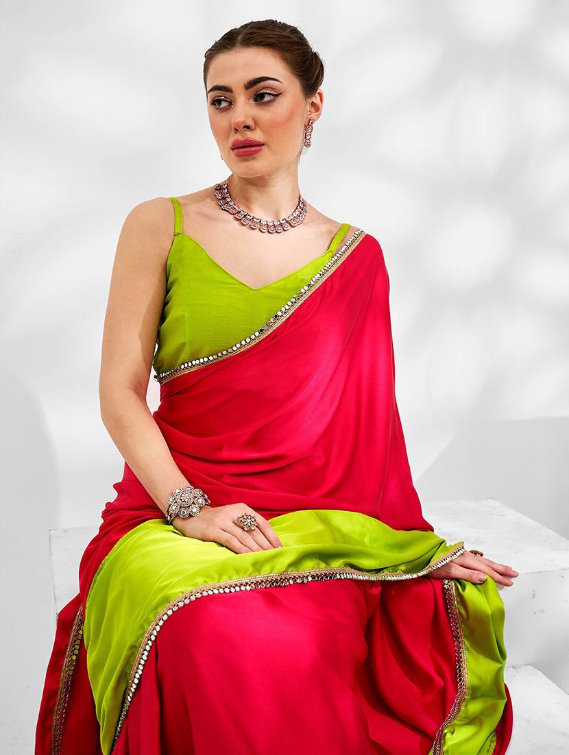 women red bordered saree with blouse - 21687299 - Standard Image - 4