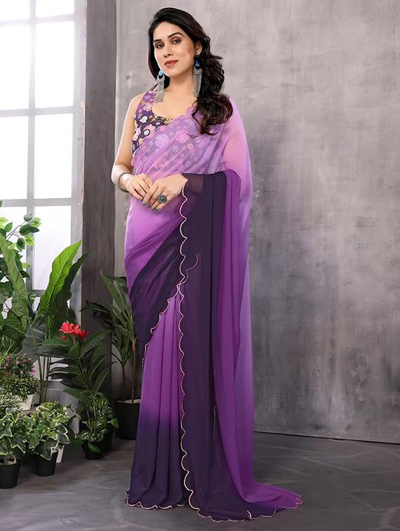 women ombre printed saree with blouse - 21687458 - Zoom Image - 0
