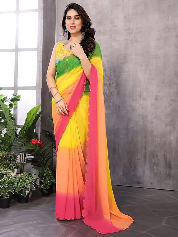 women ombre printed saree with blouse - 21687460 - Zoom Image - 0