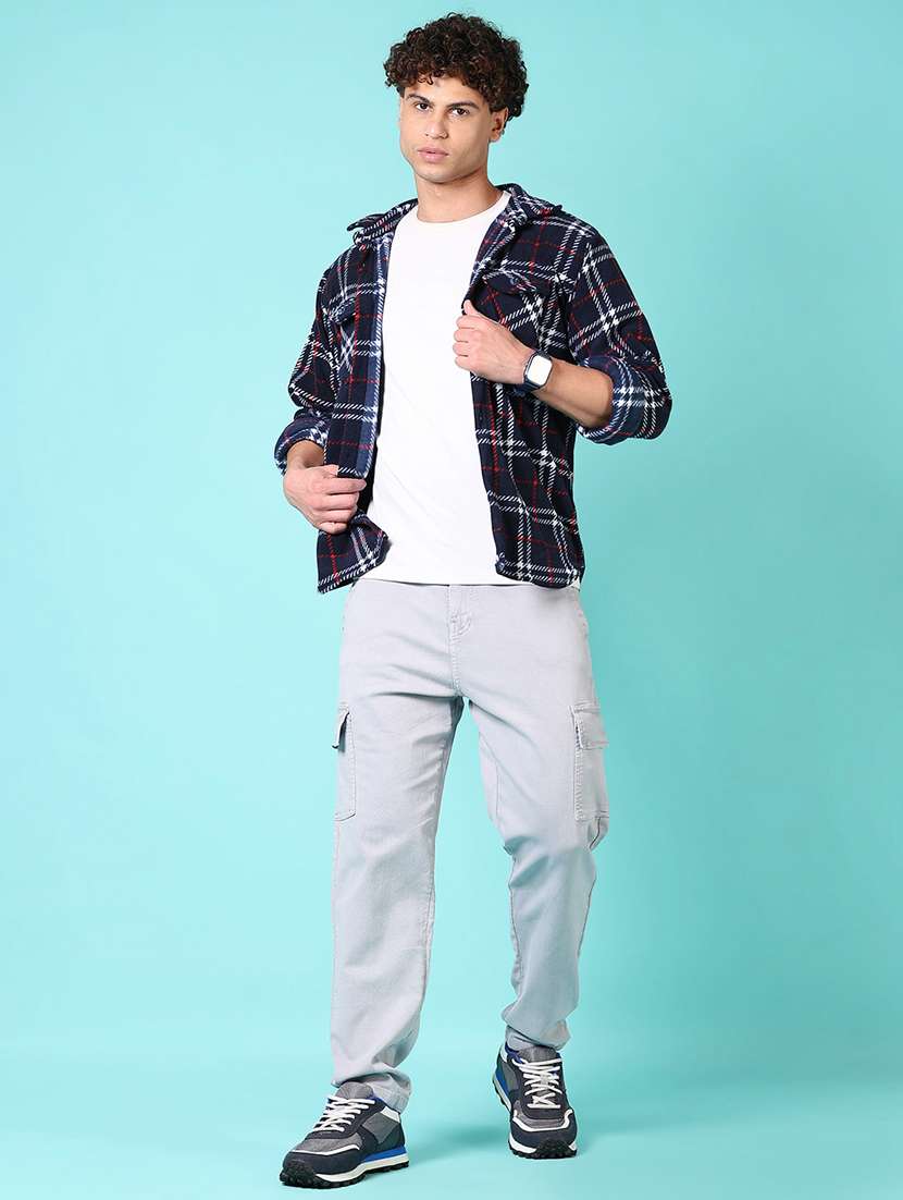 men long sleeves checkered shacket - 21687487 -  Standard Image - 4