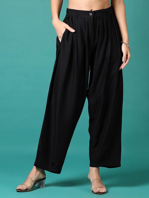 women black solid salwar - 21687493 - Standard Image - 0