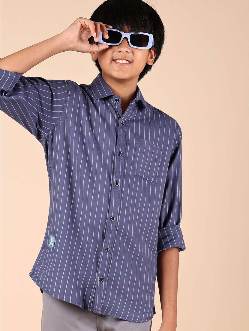 boys striped collared long sleeves shirt
