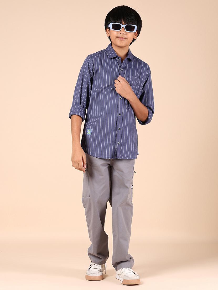 boys striped collared long sleeves shirt - 21687522 - Standard Image - 4