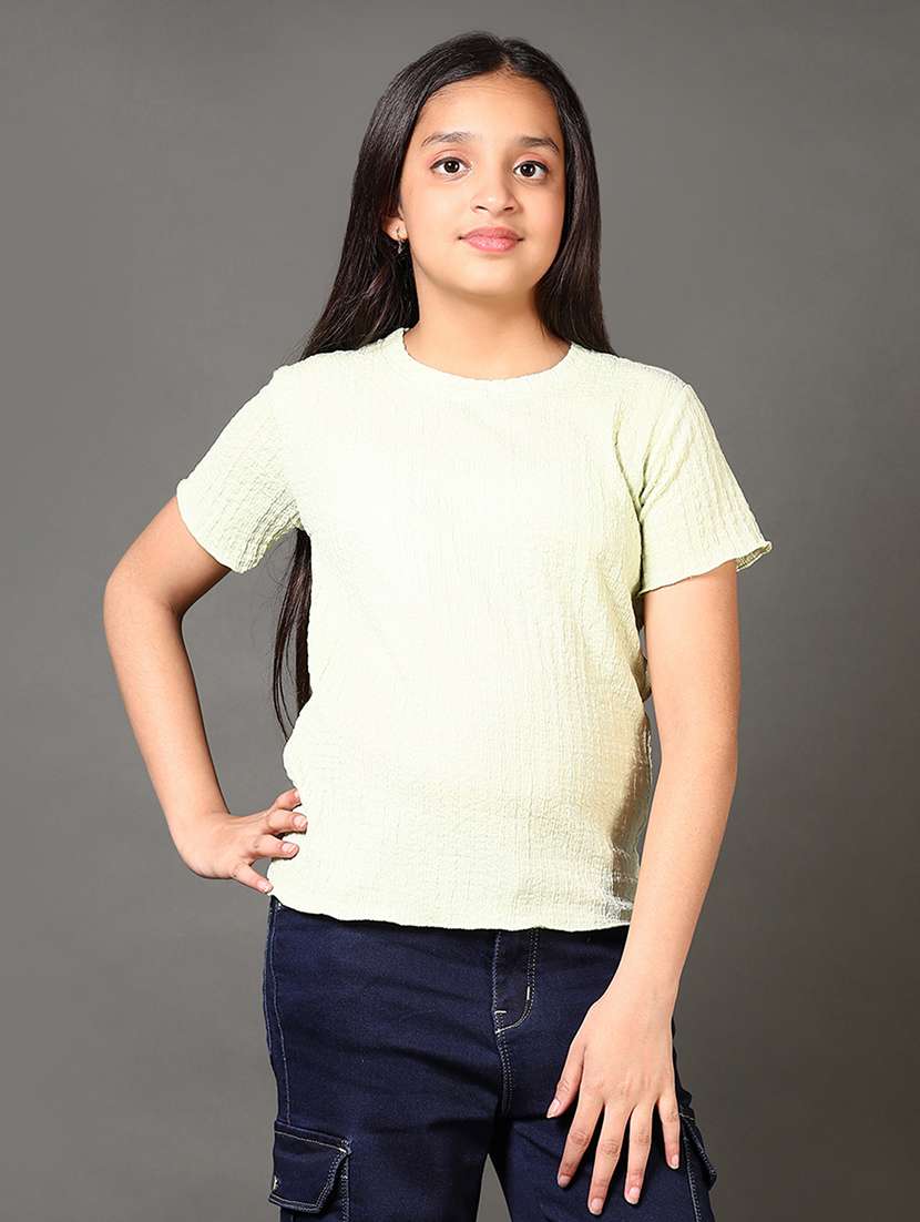 girls solid short sleeves tee