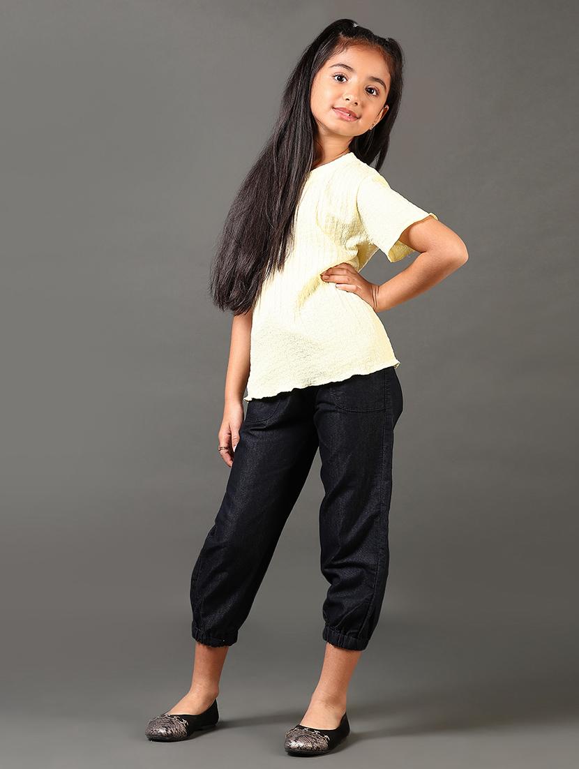 girls round neck self design top - 21687538 - Standard Image - 4