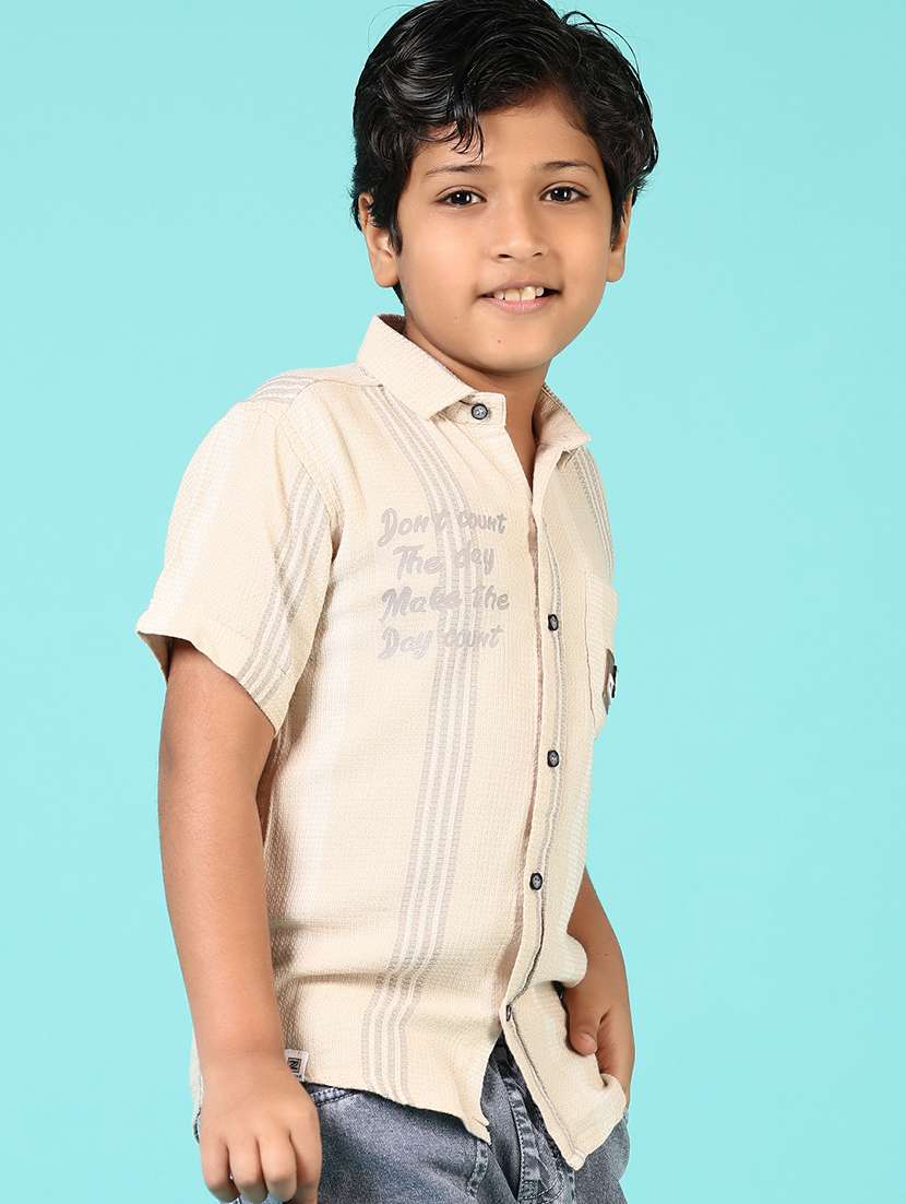 boys self designed collared shirt - 21687555 -  Standard Image - 1
