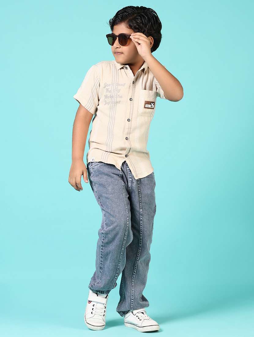 boys self designed collared shirt - 21687555 -  Standard Image - 4