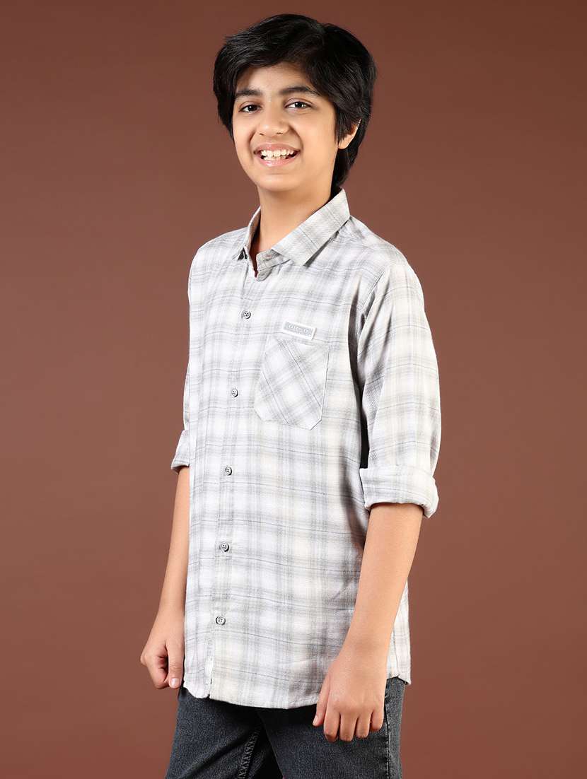 boys checkered long sleeve casual shirt - 21687556 -  Standard Image - 1