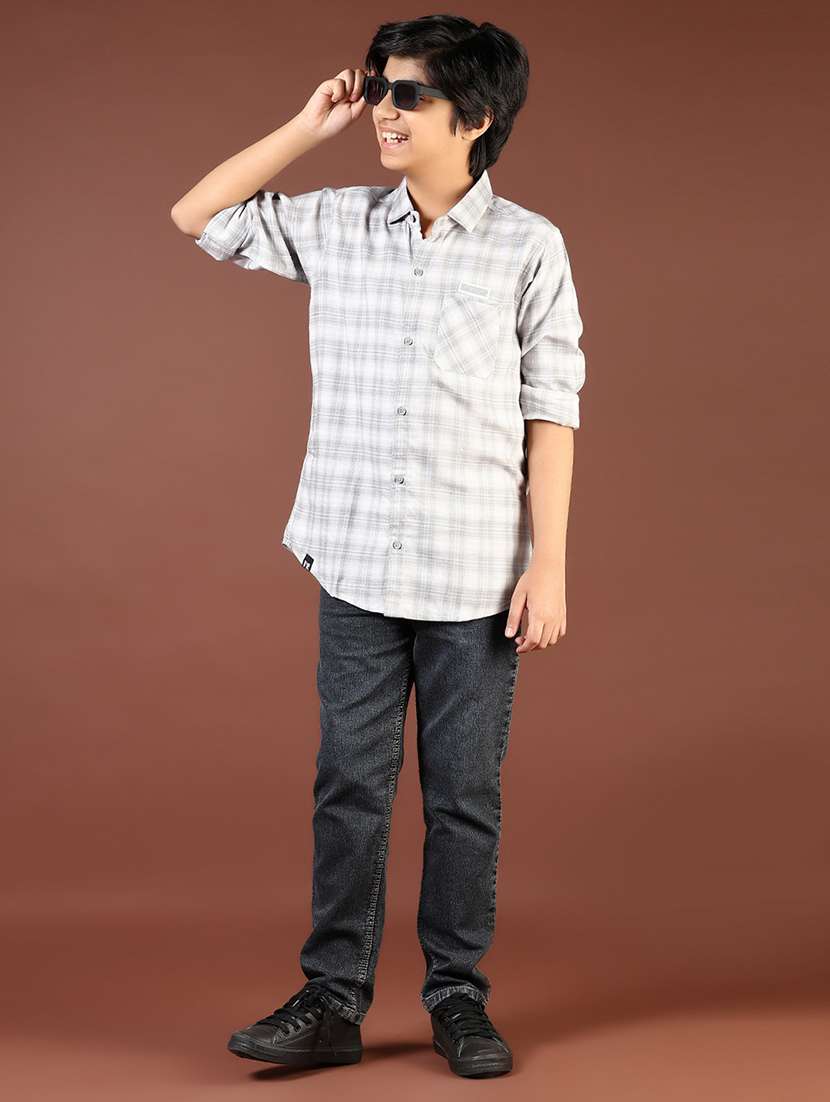 boys checkered long sleeve casual shirt - 21687556 -  Standard Image - 4